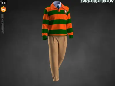 3 MEN VINTAGE SPORTSWEAR OUTFIT 3D model