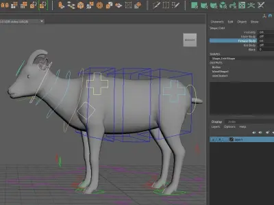 Bighorn Sheep 3 in 1 Male Female Kid Low-poly 3D model