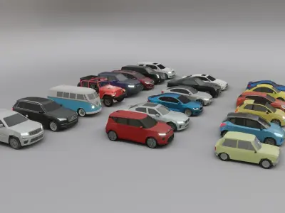 low-poly car pack - 20 cars Low-poly 3D model