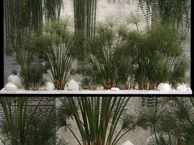 Garden And Tropical Flowerbed With Hanging Plants 3D model