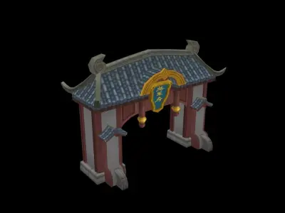 Group components of ancient architecture Low-poly 3D model