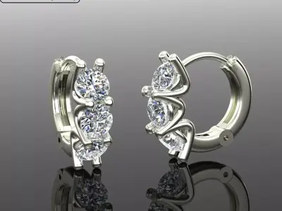 Women Diamond Earrings 3D print model 71