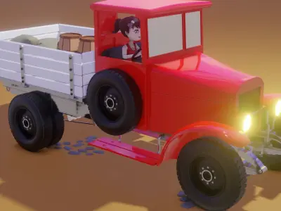 Farm Truck Low-poly 3D model
