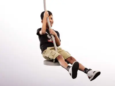 Joey 14480 - Mediterranean Boy Riding A Cable Car On Playground Low-poly 3D model