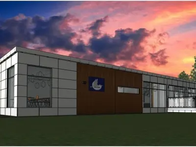 Single Level  Modular Office Building 3D model