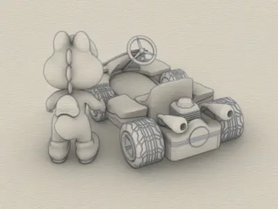 yoshi mario kart  3D print model
