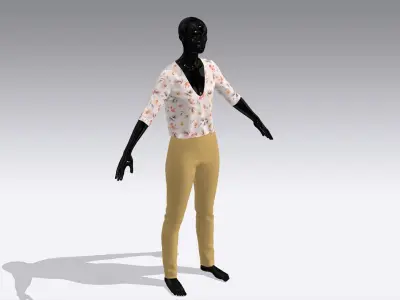 Female Cloth Dress Low-poly 3D model 5