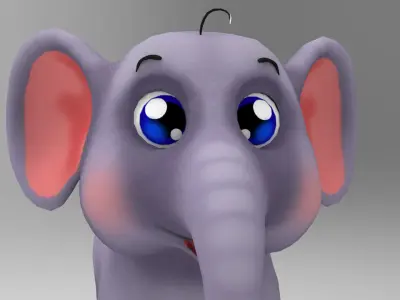 Elephant Cartoon Low-poly 3D model get