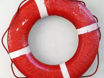 1950s Red and White Life Preserver 2 3D model