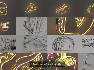 Food - Neon Signs 3D Model Collection