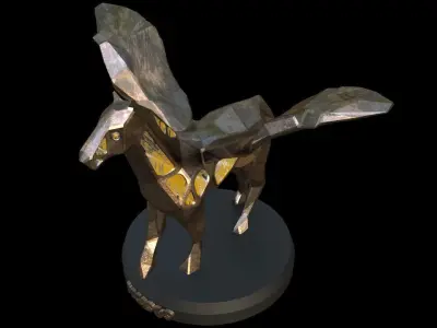 Steampunk Pegasus Pose Low-poly 3D model
