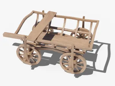 Ukrainian Wooden Cart Low-poly 3D model