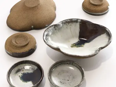 Japanese Tableware Set 5 Low-poly 3D model