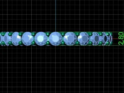 U Shaped Eternity Ring 2 point 8 mm stone size swiss 16 and EU56 3D print model
