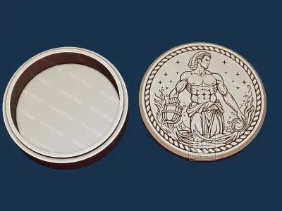 Aquarius Zodiac Sign V-Carved - Digital Files for CNC Router  3D model