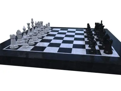 Chess Set - Chess Board - Chess Pieces Low-poly 3D model