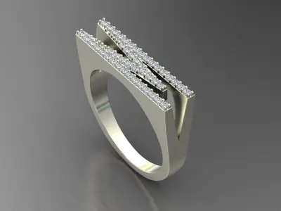 alphabet jewelry ring diamond letter M 3D print model