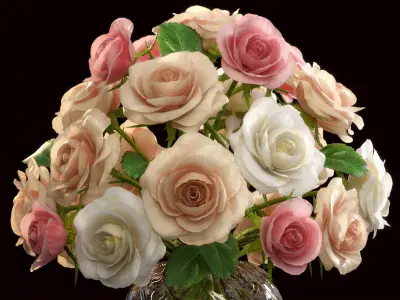 Roses in vase 3D model