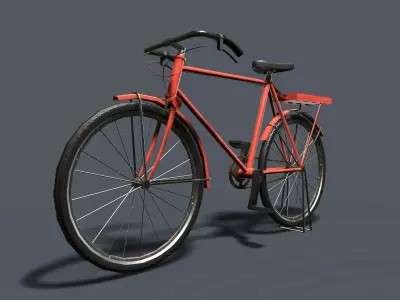 Classic Red Bicycle PBR Low-poly 3D model