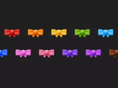 Cartoon Bow Low-poly 3D model 3