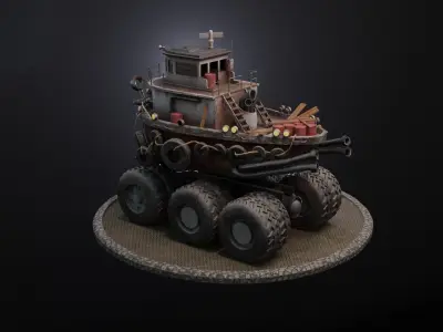 Game Ready  Ship Punisher Low-poly 3D model