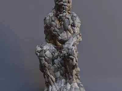 The thinker statue made with rocks 3D model
