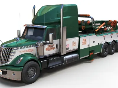 International LoneStar heavy wrecker truck Low-poly 3D model