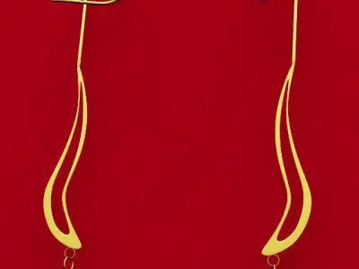 3D Luxury Earring Jewellery Gold Diamond Set Accessories  3D model