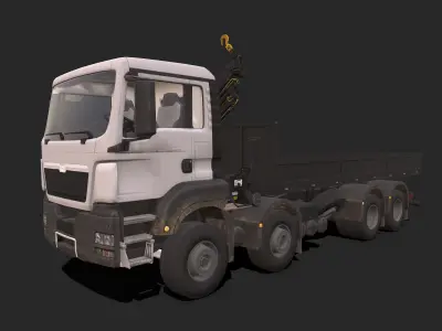 Crane flatbed Low-poly 3D model