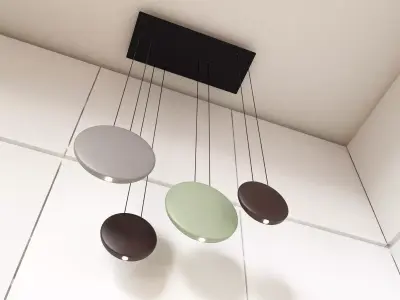 Cosmos pendant light with oval shape hanging from ceiling 3D model