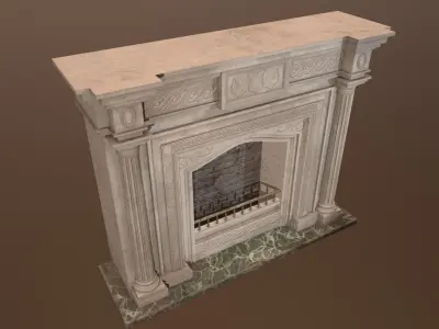 3D Antique fireplace - PBR Game Ready Low-poly 3D model