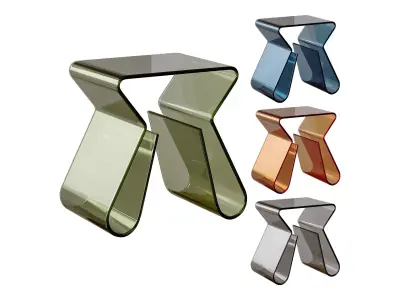 Acrylic Curve Edge Side Table - Minimalist 3D model