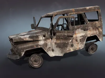 UAZ-3151 Burnt Low-poly 3D model