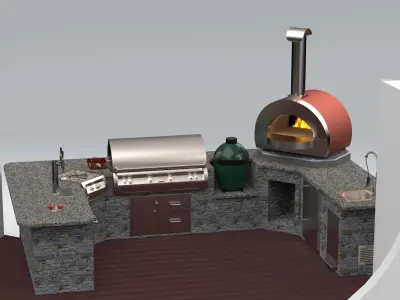 Outdoor Kitchen with Firemagic Appliances  Free 3D model