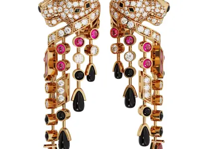 Brand panthere earrings with diamonds 3D print model