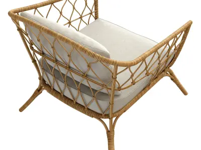 STOCKHOLM 2017 Armchair with cushion rattan IKEA white 3D model