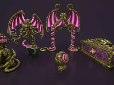 Ancient statues collection Low-poly 3D model