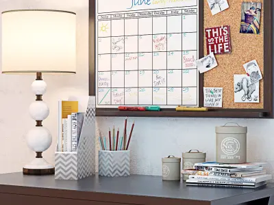 PBTEEN X Frame Desk with Decor Set 3D model