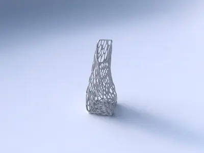 Vase twisted top bent quadratic with twisted organic lattice 3D print model