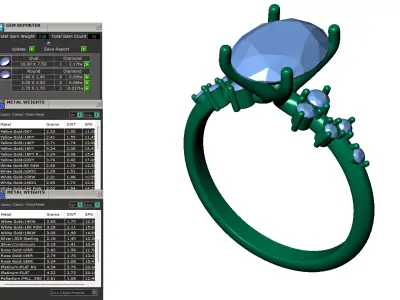 Oval Engagement Ring with Asymmetric Cluster Accents 3D print model