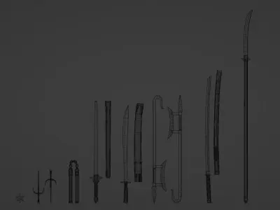 Chinese weapons asset pack Free low-poly 3D model