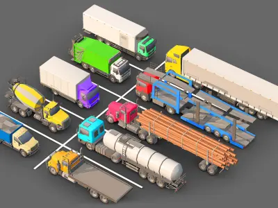 Low-poly Truck Pack 3D Low-poly 3D model