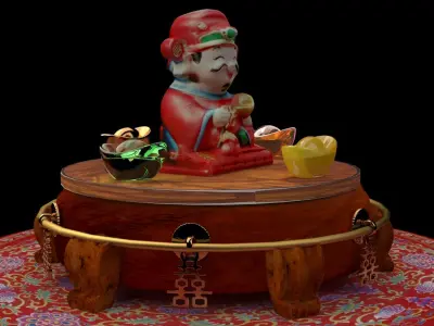 Chinese god of fortune figure 3D model