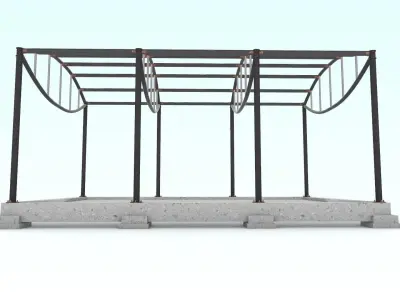 Cable-stayed beam structure 3D model