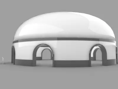 Dome Pavilion with Solid Dome with Top Opening v2 3D model