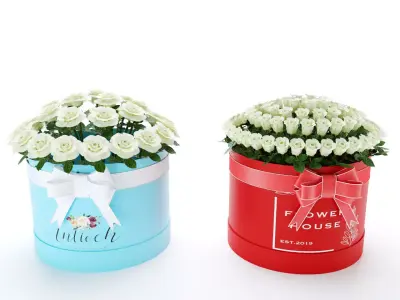 Rose white boquet 3D model