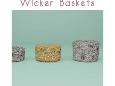 Wicker Baskets Set 3D model