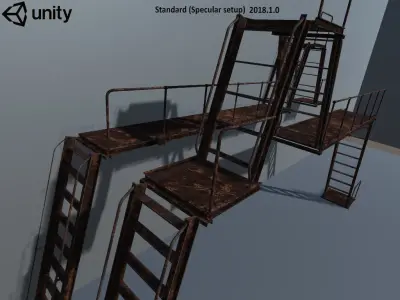 Rust Ladder Bridge Platform Set Free low-poly 3D model