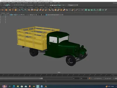 1934 model BB stake truck retro wide game animation ready 3D model