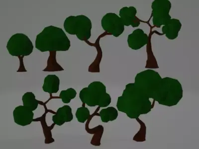 7 trees different Free 3D model